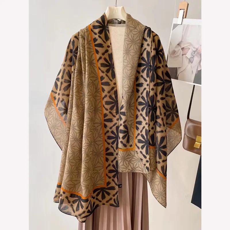 WTEMPO Printed Soft Four Seasons Silk Scarves Retro Elegant Fashion Women's Versatile Casual Outdoor Large Scarf Shawls