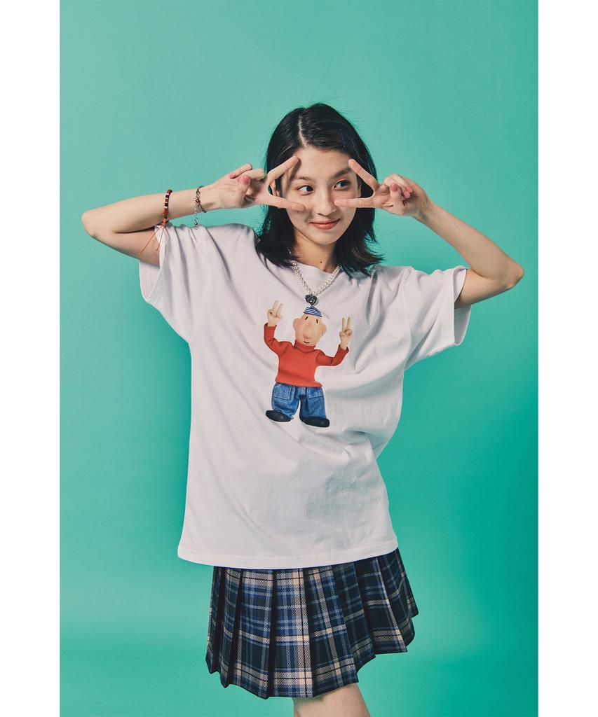 LAUGHER [Pat&Mat] Motion Mat T-Shirt - White
