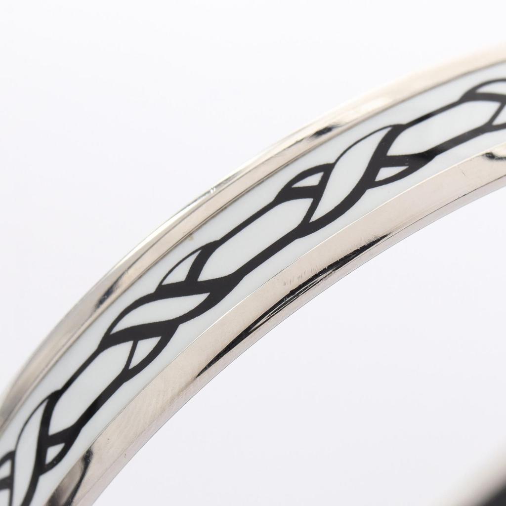 Used HERMES EmaillePM Celtic Knot Bangle Stainless Steel Cloisonne Silver White Black White Used Women