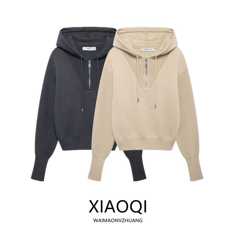 Fashion Style 2024 Fall and Winter New Women's Clothing Multi-Color Selection All-Matching Hooded Long Sleeves Knitting Tops 5536134