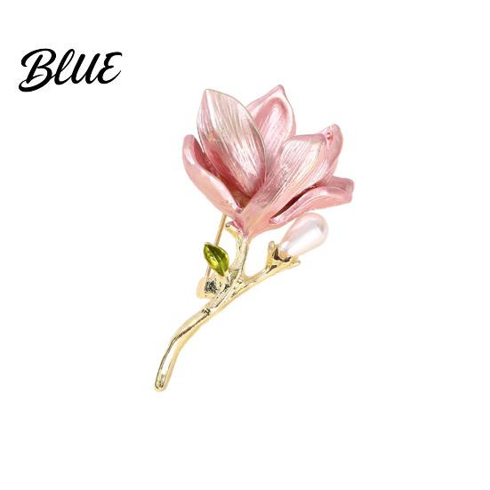 Long-lasting Brooch Magnolia Zinc Alloy Pin with Oil Dripping Process