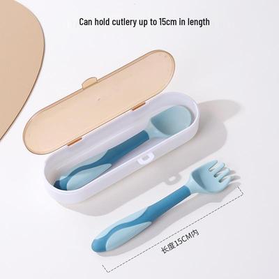 Lightweight Portable Oval Storage Box for Baby Cutlery - Fork and Spoon Travel Case
