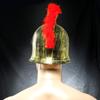 Plastic Warrior Helmet for Men: Medieval Roman Spartan Samurai Style with Red Crest, Costume Party Accessory