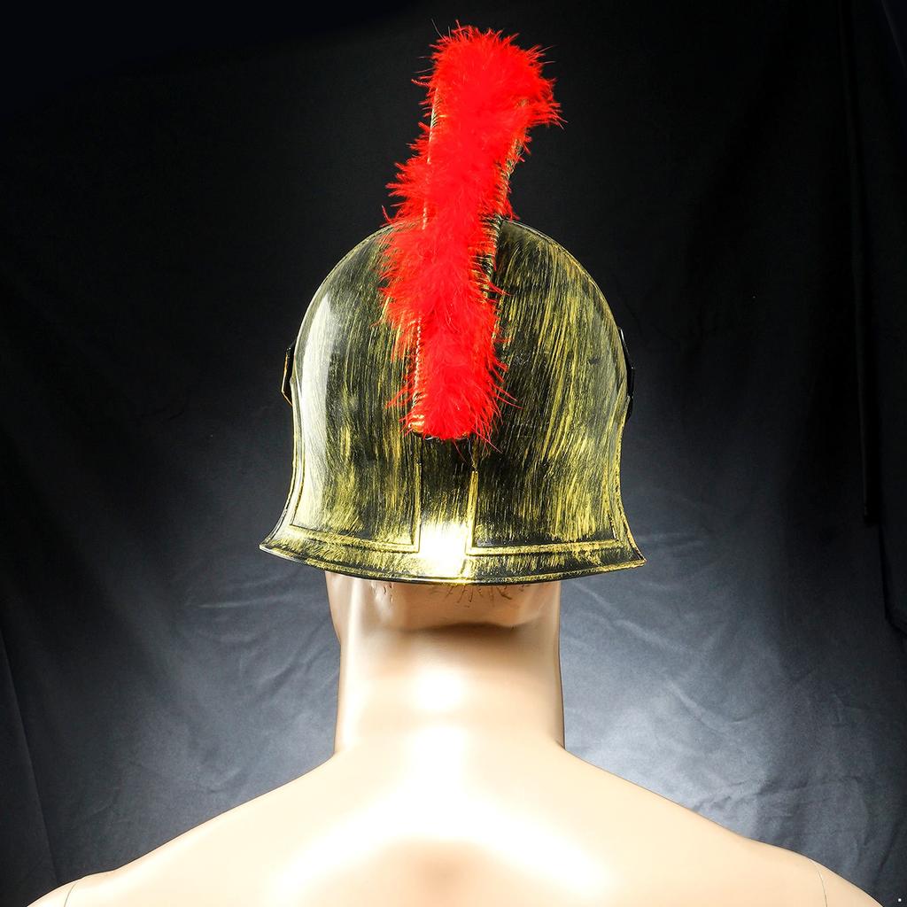 Plastic Warrior Helmet for Men: Medieval Roman Spartan Samurai Style with Red Crest, Costume Party Accessory