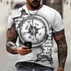 2022 Brand Men’s Shirt 3D Printing Retro Compass Street Cool Trend T-shirt O-neck Design Fashionistas Wear Oversize 5XL