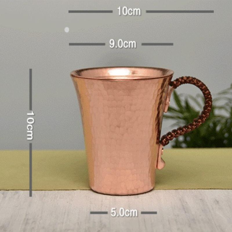 Handmade Pure Copper Coffee Mug Hammered Thickened Cup with Lid Cold Water Beer Mug Moscow Mule Drinkware Bar Tableware