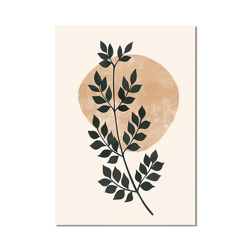 Cartaz de folha de planta boêmia, impressão de pássaros do sol, arte de parede abstrata, pintura em tela, imagens de parede para sala de estar, decoração moderna para casa