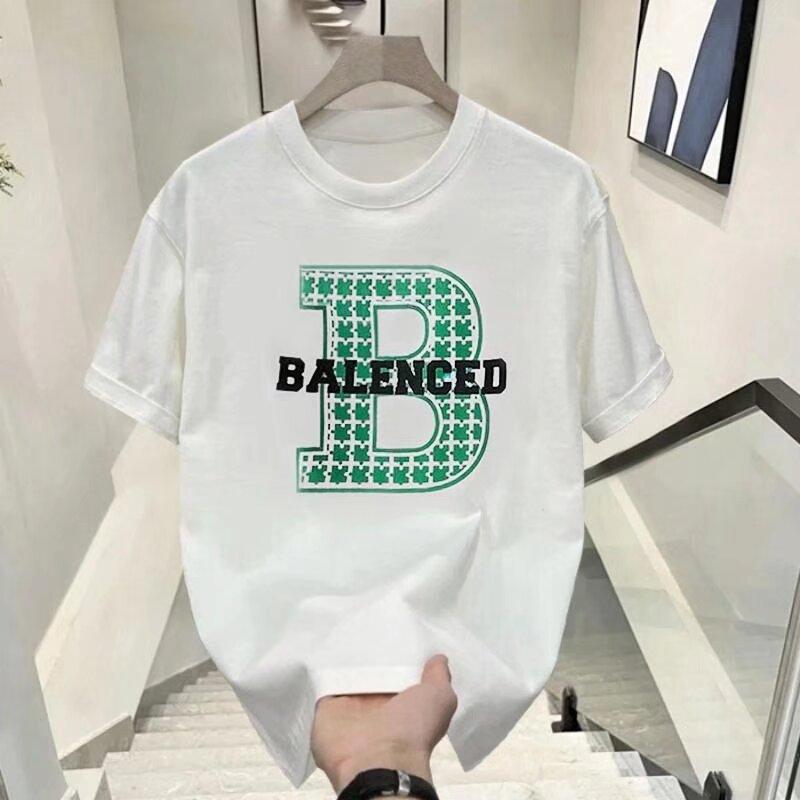

Летняя нишевая мужская футболка с буквами B с персонализированным принтом и коротким рукавом, модная универсальная модная уличная футболка TМужская футболка 5XL белый