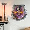 3D Geist Wandaufkleber Halloween Aufkleber, Zerbrochener Effekt mit Skelett Kürbis Fledermaus Abziehbildern, Selbstklebende PVC Kunst Wasserdichte Wandmalerei für Wohnzimmer