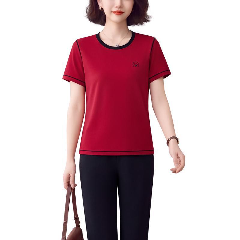 Trendy Summer 2026 Women's Two-Piece Set: Short-Sleeve Top and Loose Trousers