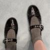 Genuine Leather Korean Version of Niche Round Head Shallow Mouth Bow with Mary Jane Single Shoes Women's Spring and Autumn Flat Ballet Shoes