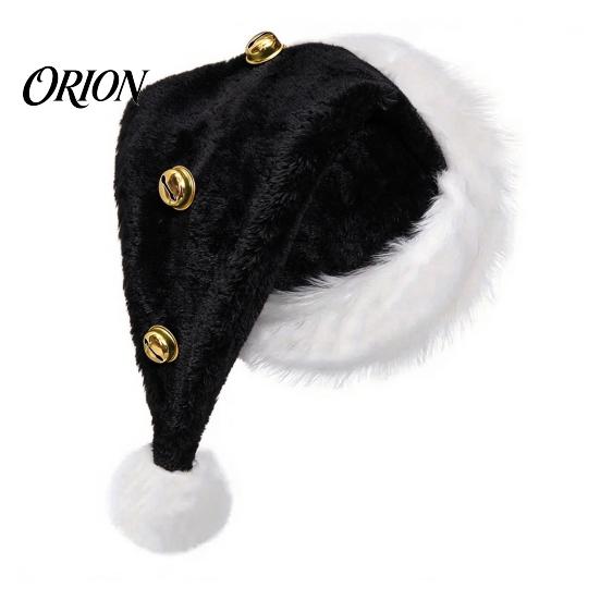 Christmas Plush Hat with Bells, Santa Pompom, Festive Costume Accessory Unisex Jingle Bell for Adults, Holiday Party Headpiece