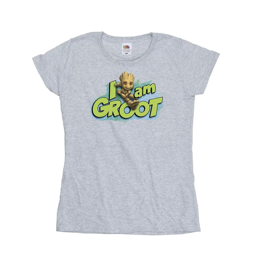 Marvel Damen/Damen Guardians Of The Galaxy I Am Groot Springen Baumwoll-T-Shirt