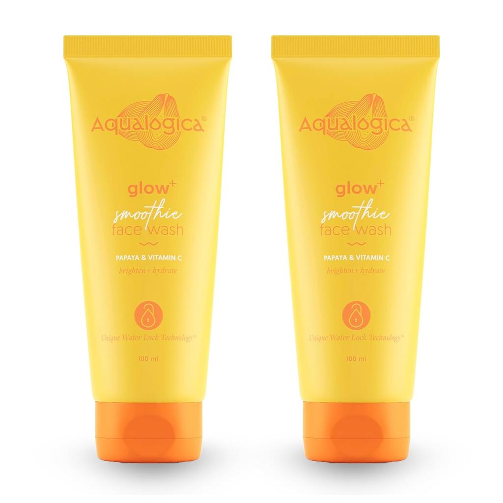 Aqualogica Glow+ Smoothie Face Wash 100ml X Pack of 2 for Glowing, Hydrated Skin and Tan Removal