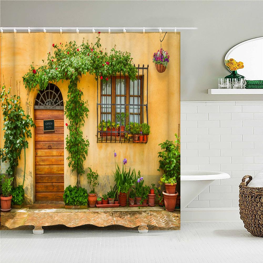 3D Waterproof Fabric Polyester Shower Curtains Patio Forest Nature Landscape Bathroom Curtains With Hooks Bathtub Decor Screen