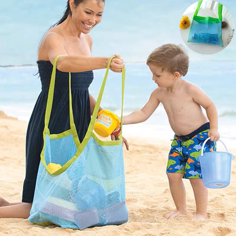 Large Capacity Mesh Beach Bag for Kids' Toys and Sand Tools
