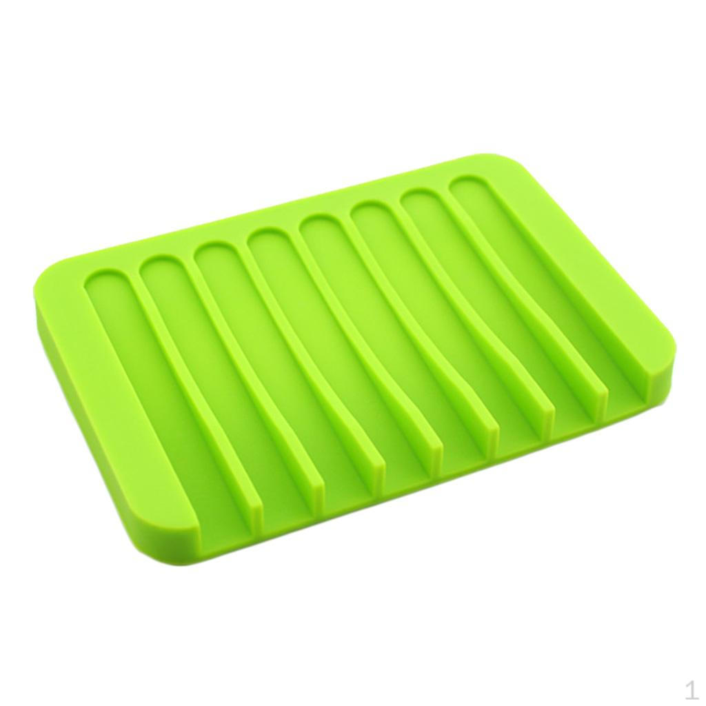 

Anti-slip Silicone Soap Dish Drain Grey 11.5 x 8 x 1cm зелений