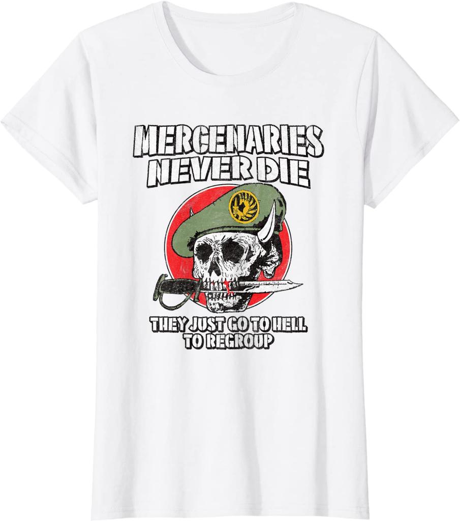 MERCENARIES NEVER DIE THEY JUST REGROUP Military Retro Skull Men TShirt Short Sleeve Casual 100 Cotton Shirt