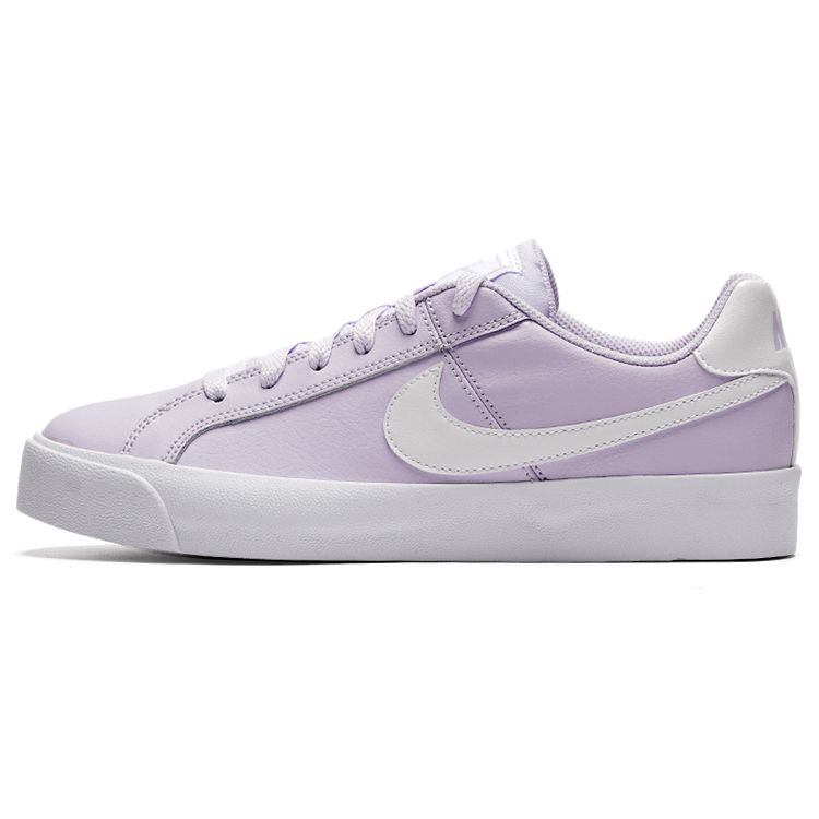 Nike Court Royale Ac Synthetic Leather Slip Resistant Durable Shock Absorbing Low Top Sneakers Women Sneakers White Light-Purple AO2810-501