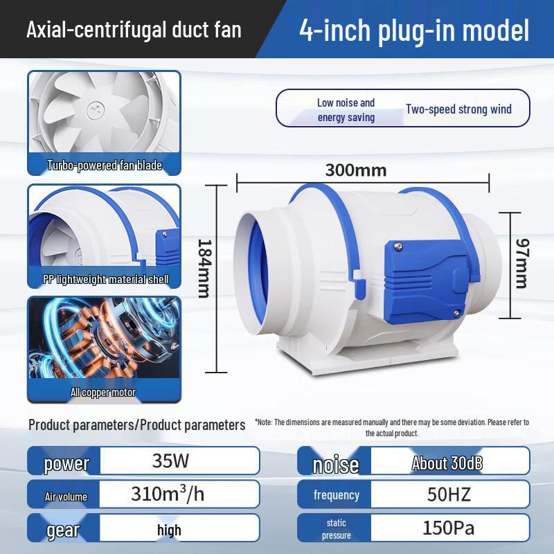 

Inline Duct Exhaust Fan CN plug (adapter included)