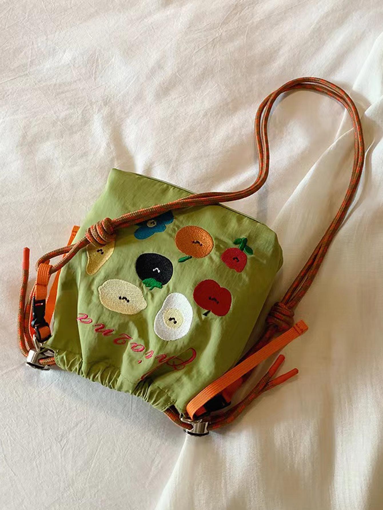 

Chio2Nd Mori Youhui Сумка-ведро Женская Illustrator Super Fire Сумка через плечо с рисунком из мультфильма зелёный