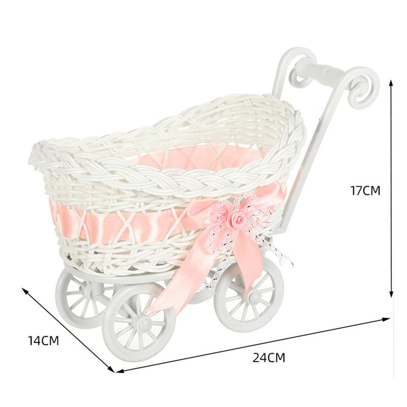 Kawaii Dolls Basket Woven Storage Basket Display Case Candy Container Cute Pink Table Shopping Basket Gift Cart Decor Case Shelf 4490₽