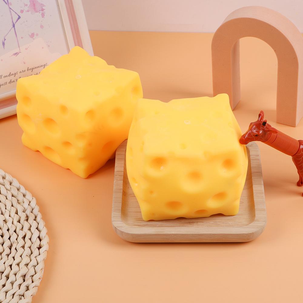 Giant Cube Cheese Squeeze Toy Simulation Extra Large Size Cheese Fidget Toy Slow Rebound Shapeable Venting Ball for Adult Gifts