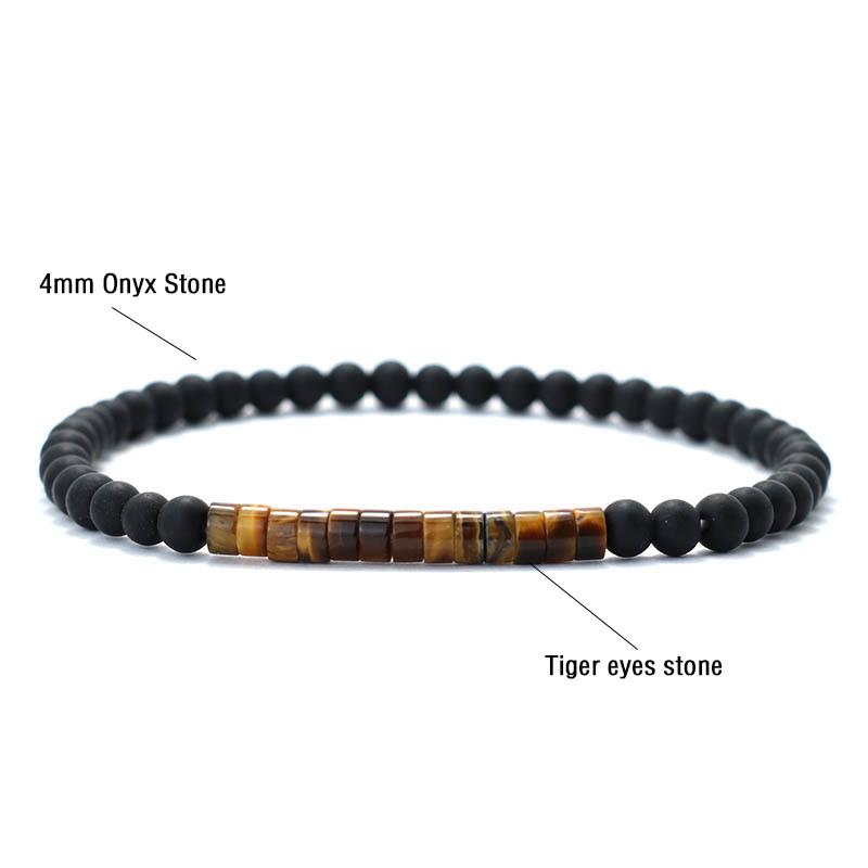 Nova Pulseira Minimalista de 4mm com Contas Unissex Imperador Ônix Pequena Pedra Braclet Meditação Yoga Strand Braslet Casal Brazalete Pulsera