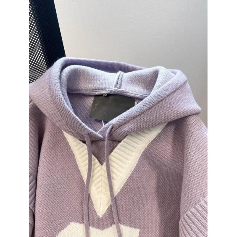 Womens Autumn Hooded Loose Pullover Knitwear Top Design Sweet Sweatshirts