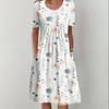 Floral Print A Line Dress With Pleated Details For Summer Casual Wear