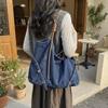 Denim Hobo Tas met Gevlochten Touw Handvat Stijlvolle Dames Schoudertas voor Casual Kleding en Stranduitjes