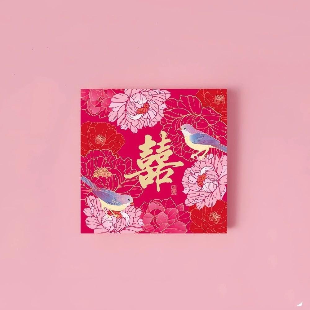 6PCS/SET Traditional Red Envelope Lucky Red Magpie Pattern Lucky Red Bag Color Printing Thickened Red Packet Wedding Supplies