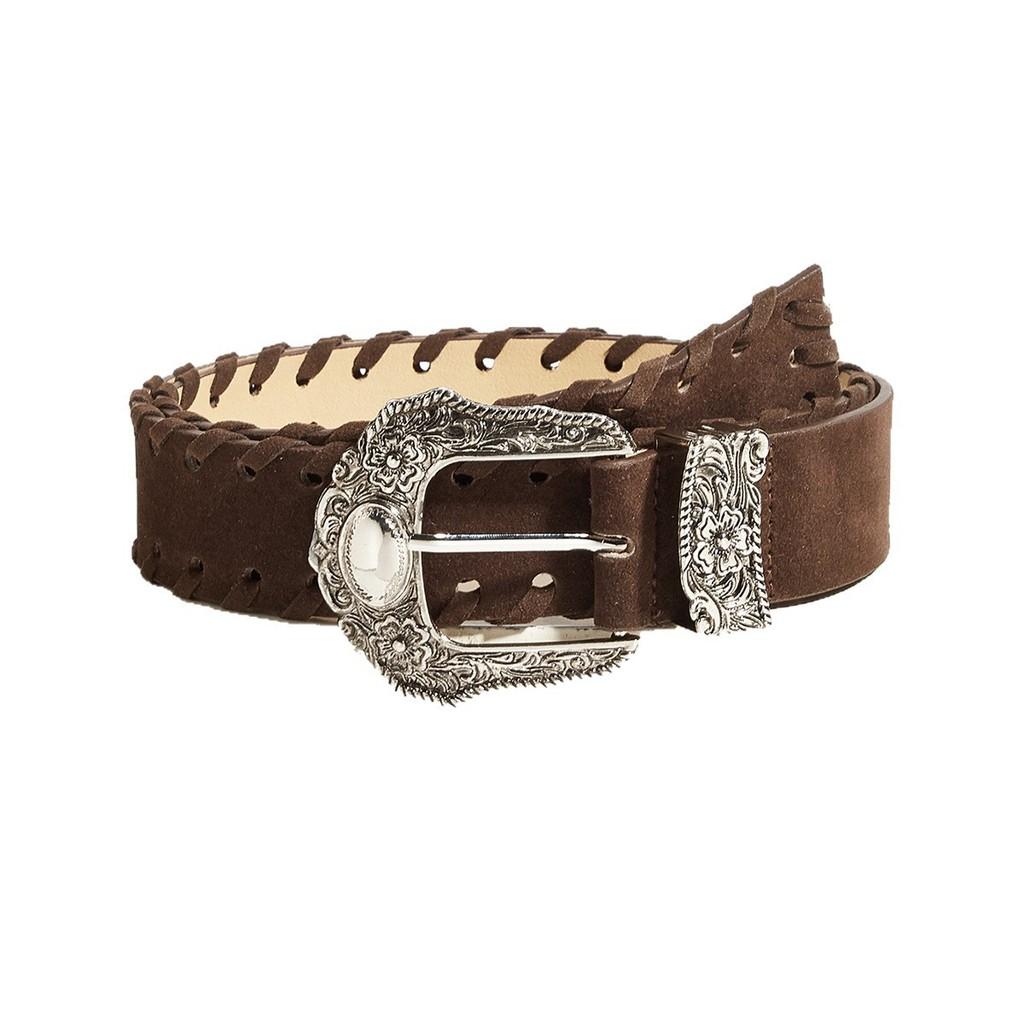 Fashionable Carved Metal Buckle Women Casual Suede Waist Belt For Fashionable Workday Attire