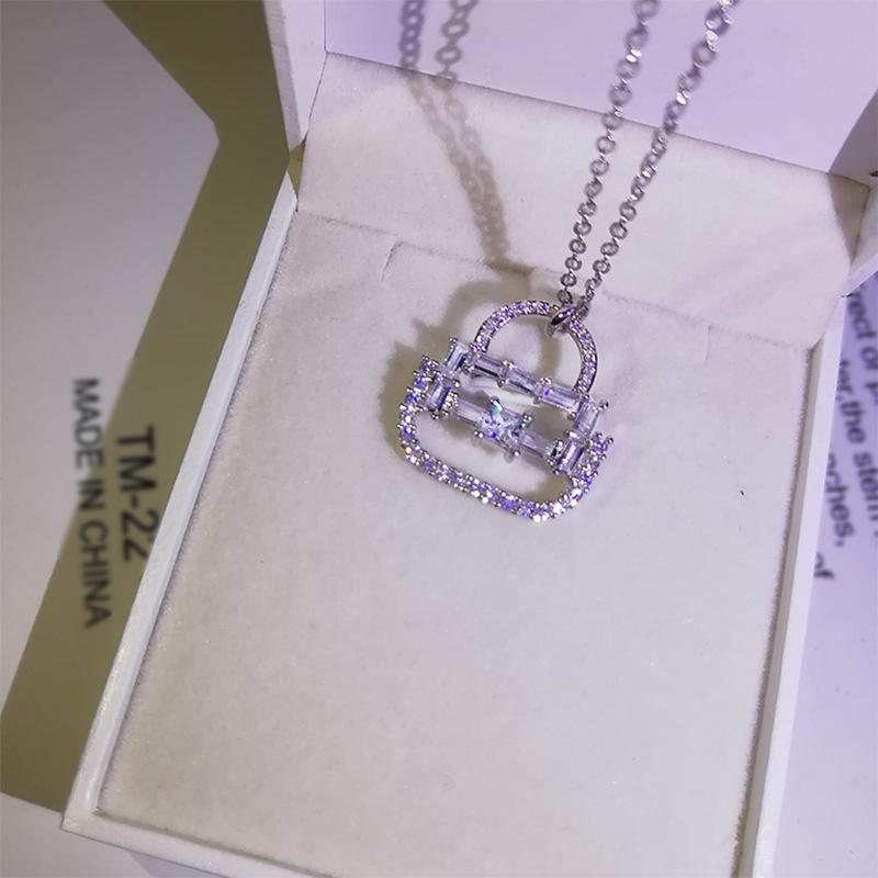 Handbag Light Luxury Niche Design Ins Earrings Cool Style Simple Diamond Necklace Pendant