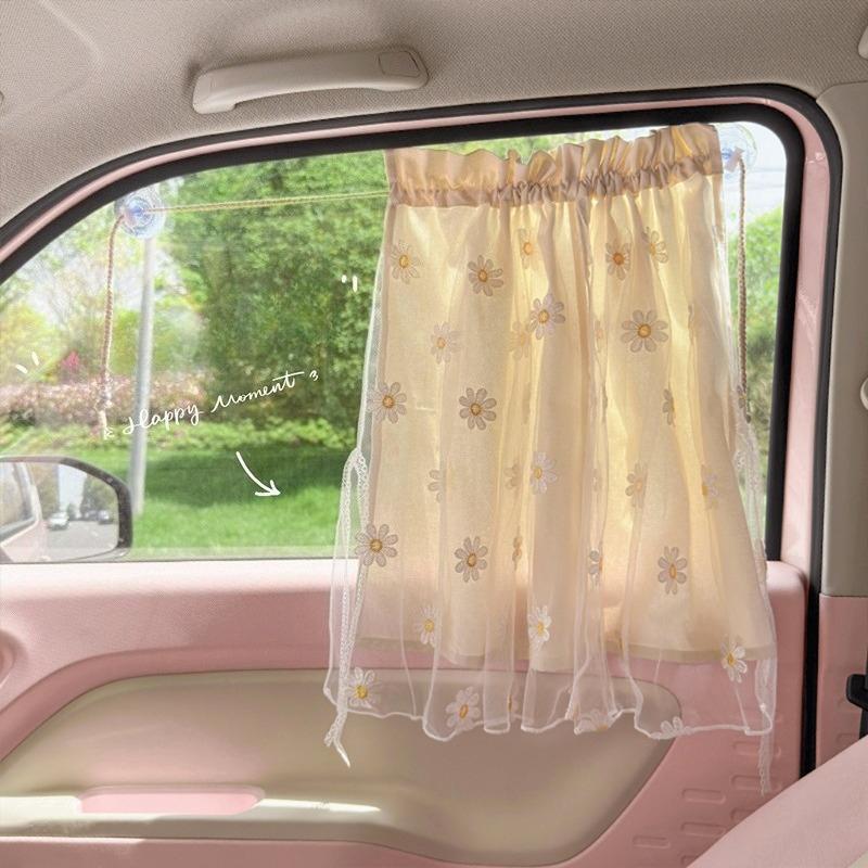 Cotton Embroidered Universal Car Curtain Cover Newborn Baby Side Window Sunshade Curtain UV Protection for Kids Travel Outdoor