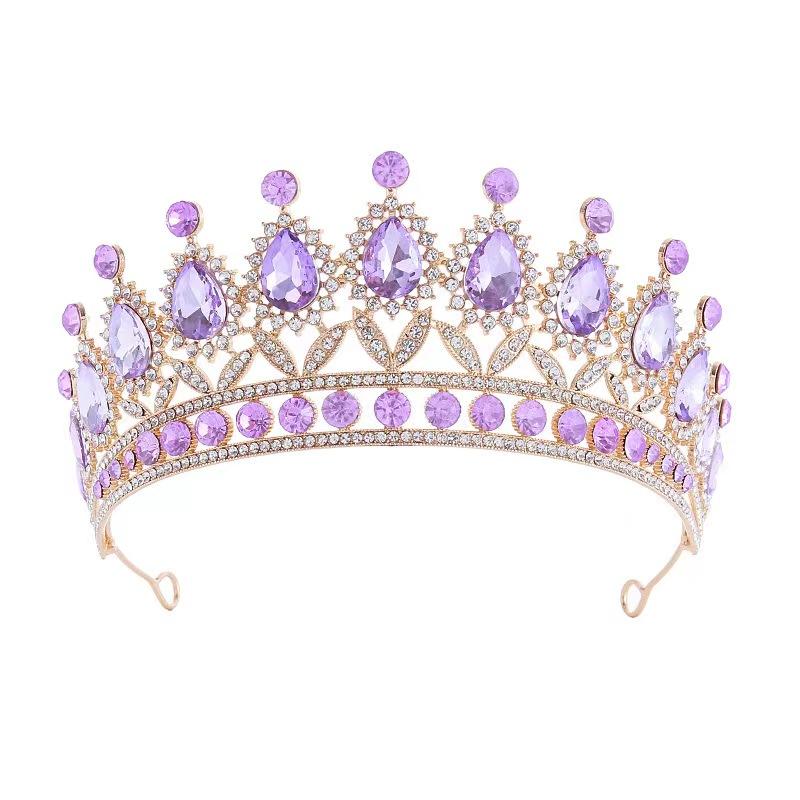 Luxurious Crystal Gemstone Water Drop Tiara Bridal Hair Accessories Wedding Party Banquet Event Elegant Fashion Women Crown Gift