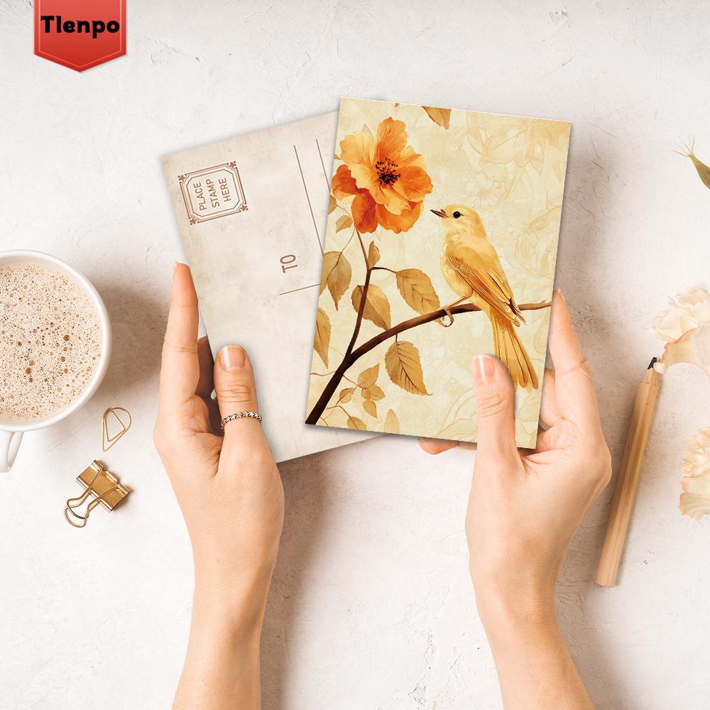 32pcs, Vintage Flower and Bird Postcards, Wall Stickers, Mailing Cards, Greeting Cards, DIY Postcards, Souvenir Postcards, Decor