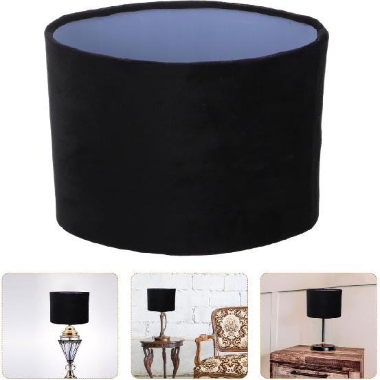 Gadpiparty E27 Oval Drum Lamp Shade Replacement - Black Silk Cloth Hardback Lampshade with Spider Clip - Transitional Style for Table & Floor Lamps -
