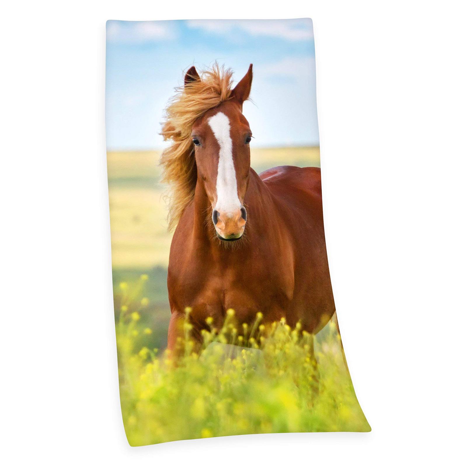 

75 x 150 см Пляжное полотенце из чистого хлопка с цифровой печатью Впитывающее банное полотенце для дома и улицы Galloping Horse