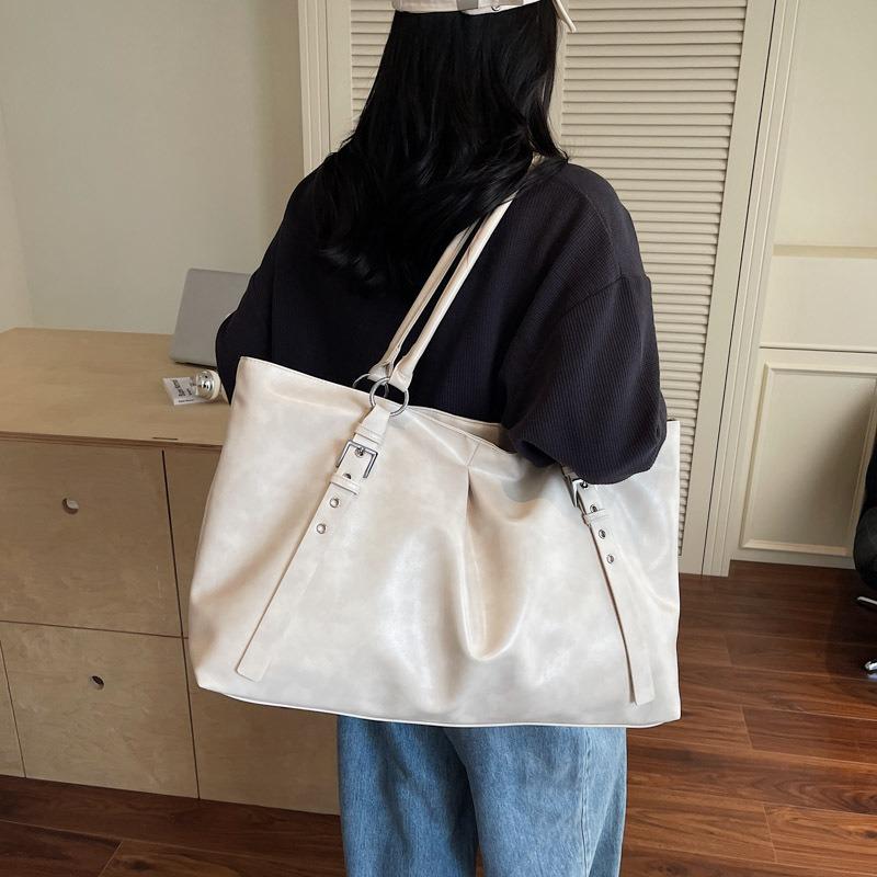 Large Capacity Pleated Tote Bag Women's New Simple Underarm Shoulder Bag Texture Retro Fashion Handbag