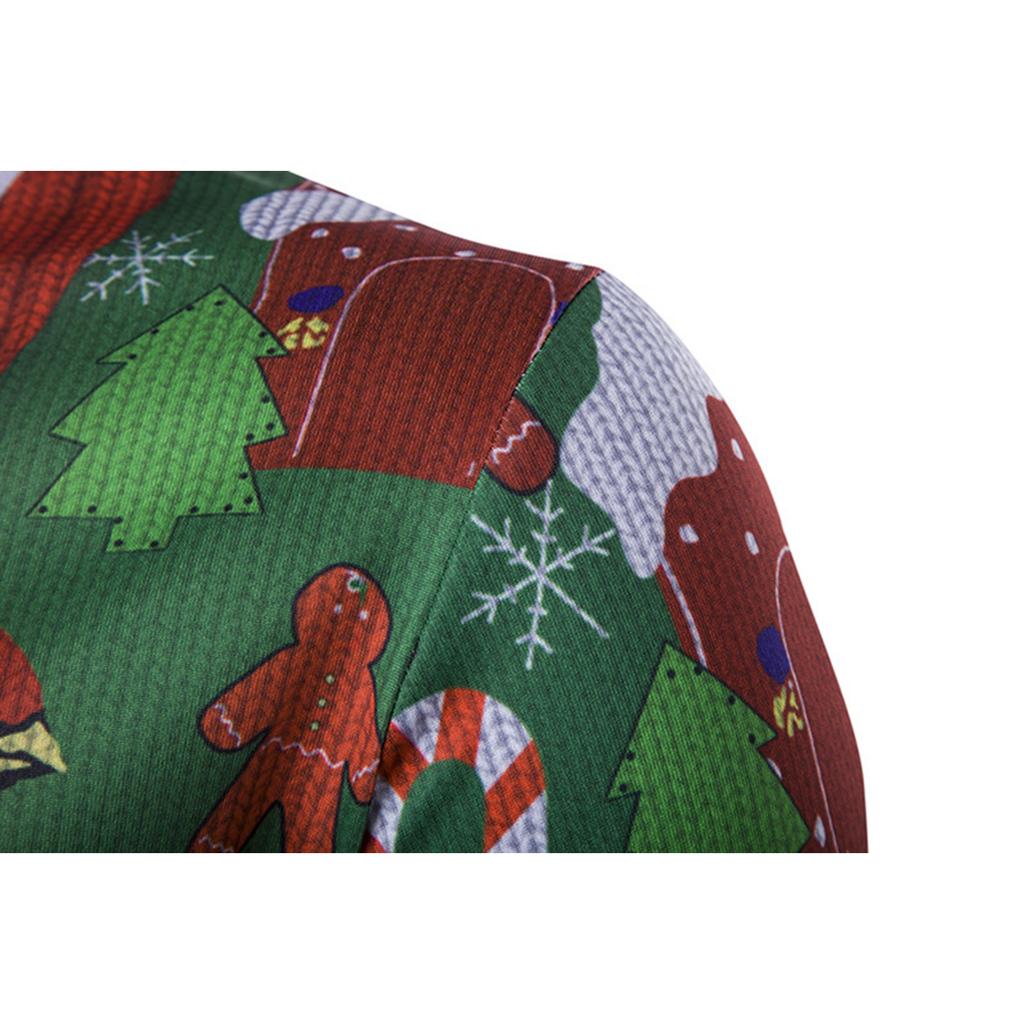 Men's Round Neck Slim Fit Long Sleeve Top Christmas Print T-shirt