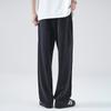 New American Ice Silk Casual Pants Trendy High Street Drape Straight Mopping Pants Loose Sweatpants Black