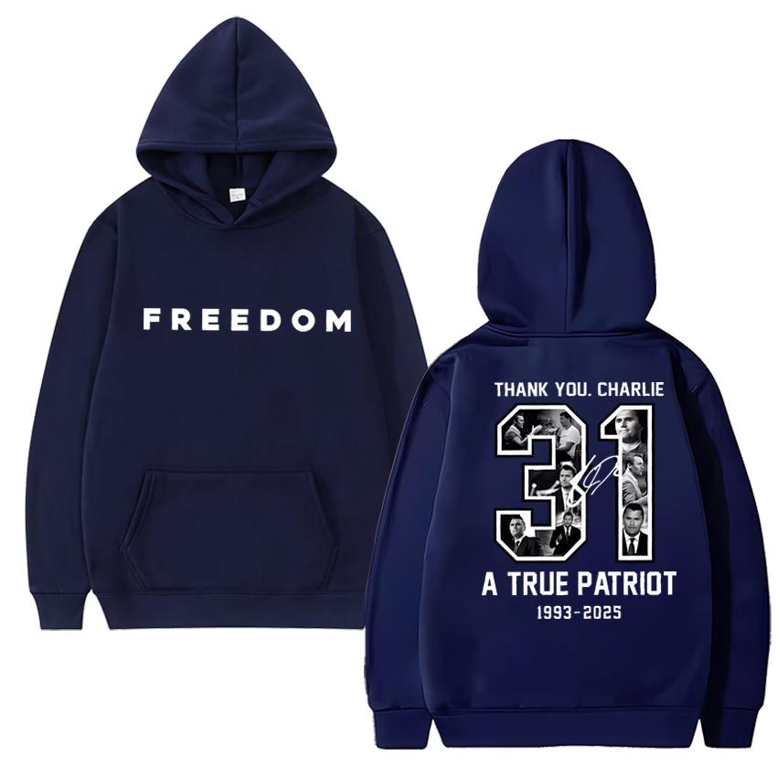 

Осінньо-зимовий худі з принтом цитат про свободу Чарлі Кірка, 31 графічне зображення, чоловічий жіночий вінтажний флісовий пуловер, унісекс, повсякденний світшот 3XL