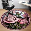 1pc Rose Window Office Round Area Rug, Indoor Mat Suitable For Office, Under Office Chairs Bedroom Living Room Home Decor, Room Deco