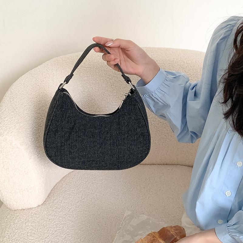 2024 New Korean Style Women's Handbag Ins Cross-border Retro All-matching Fashionable Washed Denim Bag Female
