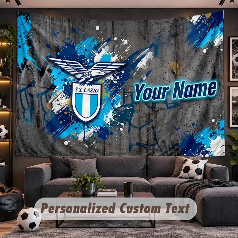 Lazio FC Personalized Tapestry Support Custom Name, Wall Art Home Decoration