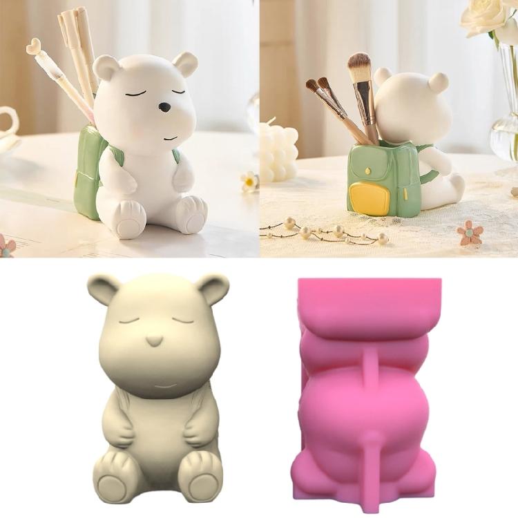 Bear Backpack Shape Mold Pen Holder Silicone Molds Durable Epoxy Resin Moulds