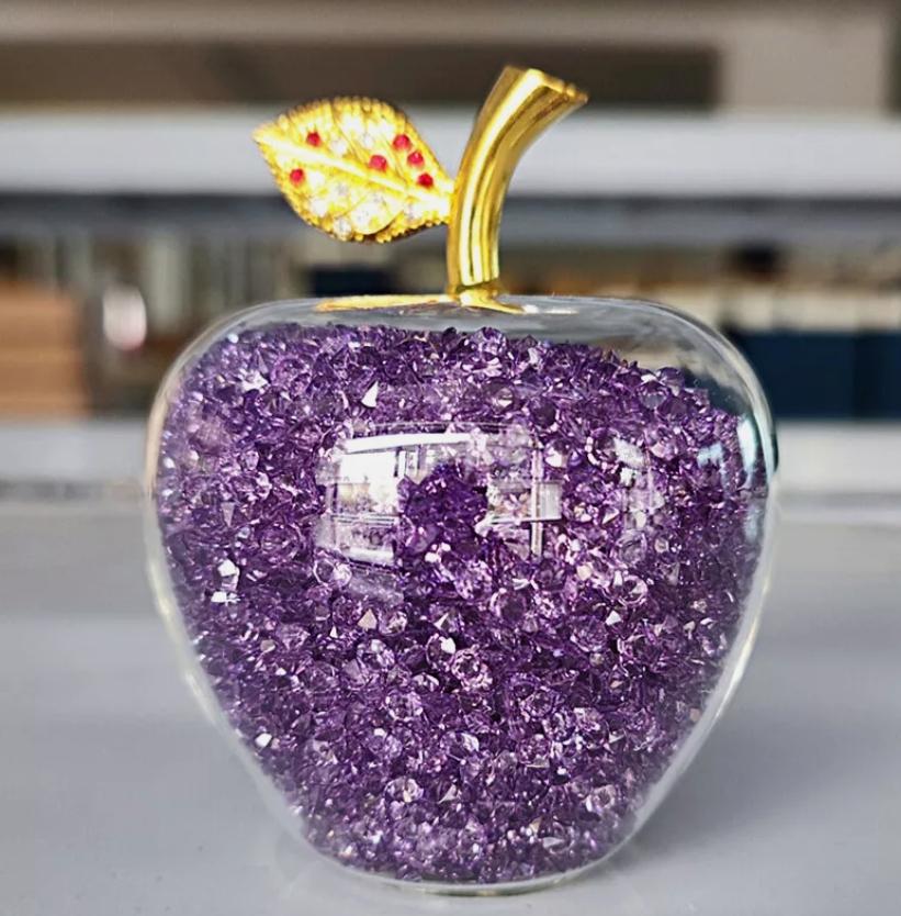 Apple Statue Glitter Glass Crystal Home Decor Christmas Eve Ornaments Gift Christmas Eve Ornaments Home Desktop Decoration 2025