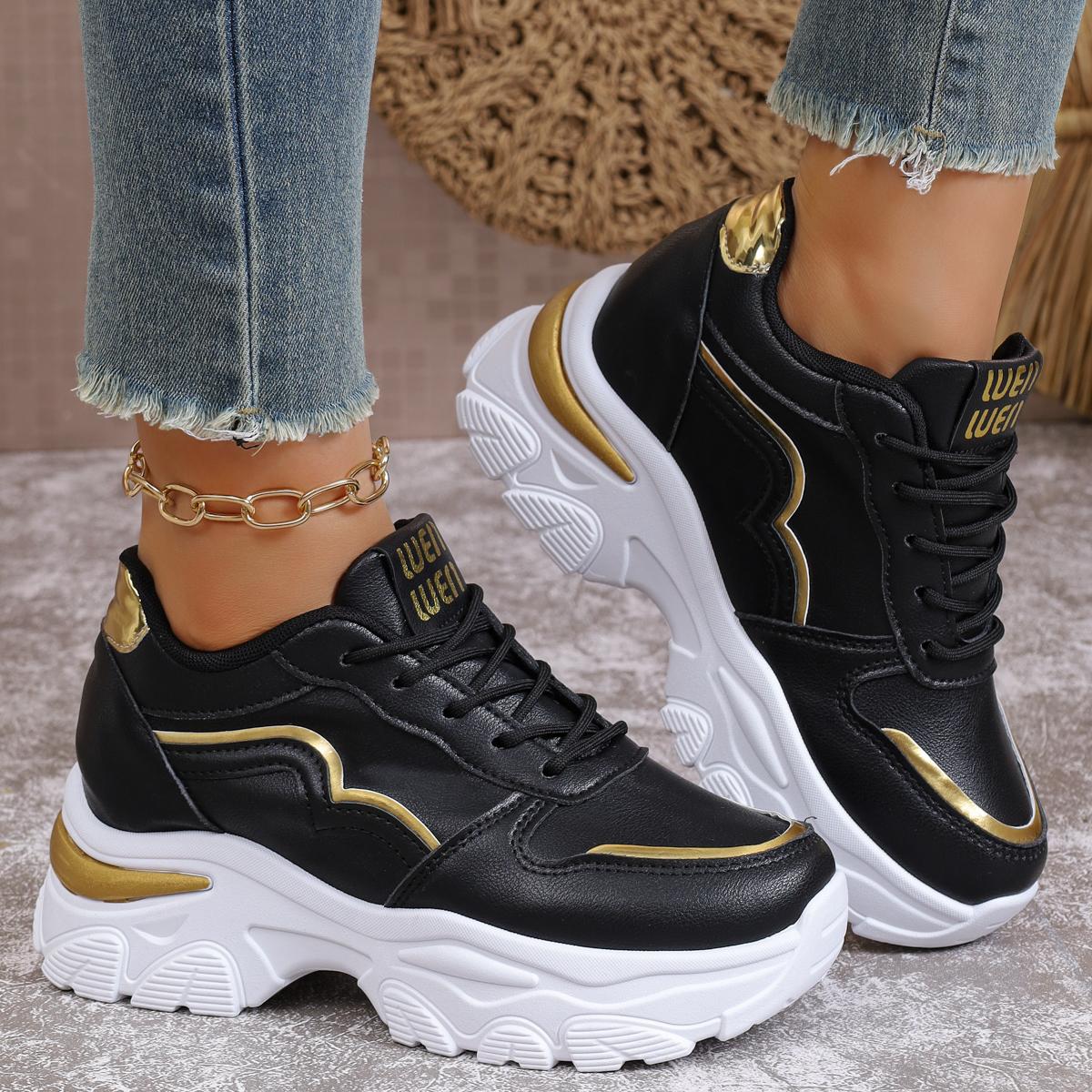 

Women Sneakers Heightening Thick Bottom Sneakers Women Large Size Patchwork Leather Women Sport Shoes Luxury Single Casual Shoes 35 чёрный