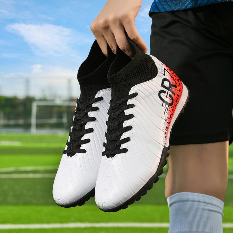 White Football Shoes Men Tf Professional Fast Grass Soccer Shoes Teenager Turf Outdoor Training Nonslip Women Soccer Sneakers